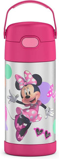 THERMOS FUNTAINER Water Bottle with Straw - 12 Ounce - Kids Stainless Steel Vacuum Insulated Water Bottle with Lid,Preschool Minnie,(Pack of 6)