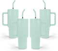 AGH 40 oz Sublimation Tumbler with Handle 4-Pack Stainless Steel Insulated Tumblers Blanks Water Bottle Travel Cups Matte Green