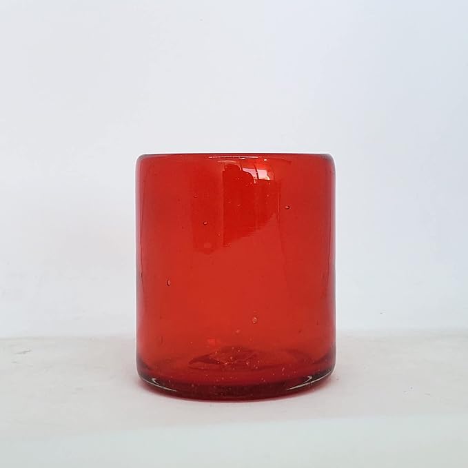 Solid Ruby Red 9 oz Short Tumblers (set of 6), Recycled Glass, Lead-free, Toxin-Free (9oz Tumbler)