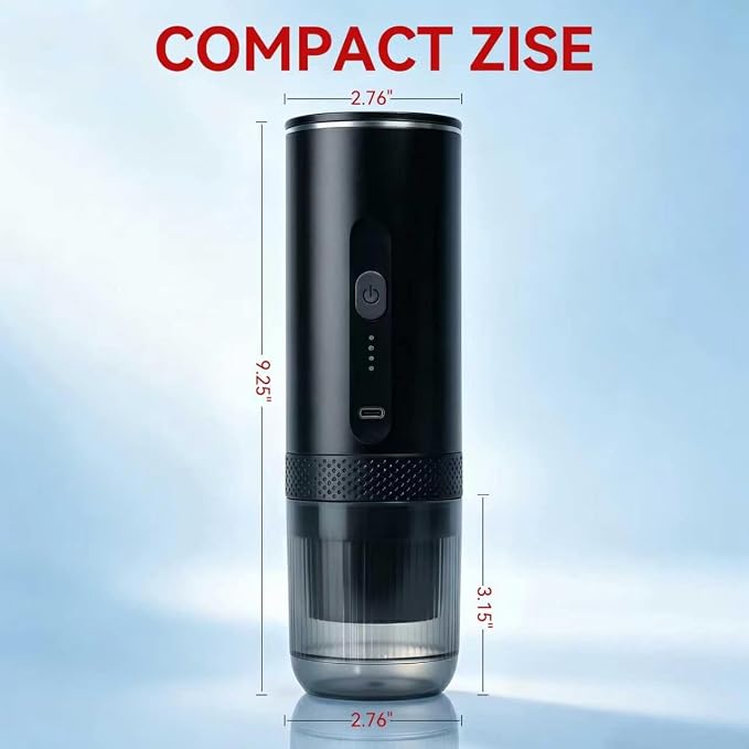 Portable Coffee Maker Electric Espresso Machine, Coffee Espresso Maker for Travel Self-Heating USB-C, Battery Powered with 7800mAh, for Ground Coffee & NS Capsule, for RV, Hiking, Office,Gifts for Men