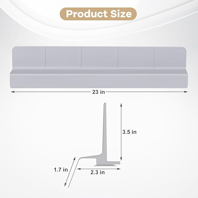 Sink Splash Guard with Suction Cups, 23", Silicone Water Guard for Kitchen & Bathroom, Faucet & Countertop Protector, Easy Install, Dishwasher Safe