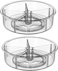Slideep Plastic Round Lazy Susan Rotating Turntable Food Storage Container for Cabinet, Pantry, Refrigerator, Countertop, Spinning Organizer for Spices, Condiments, Baking Supplies 12'' - 2 Packs