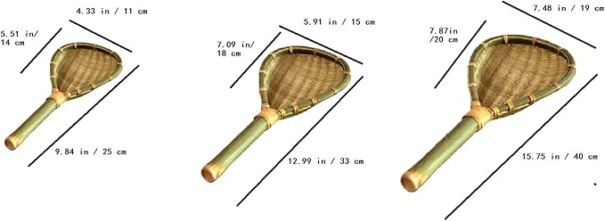 Bamboo Rice Strainer Wooden Skimmer Colander Scoops – Natural Kitchen Mesh Sieve Bamboo Ladle Washer Sifter with Handle for Beans, Rice, Dried Fruits, Grains – Kitchen Tool Eco-Friendly Colander