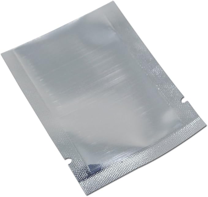 Silver Aluminum Foil Pouch Heat Seal Front Window Plastic Mini Open Top Flat Vacuum Packaging Mylar Bag Food Small Sample Mylar Storage with Tear Notch (1000, 7x10cm(2.7x3.9 inch))