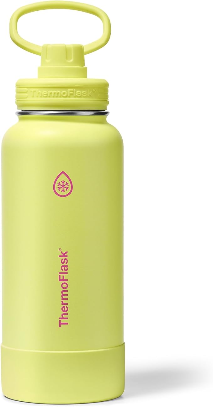 ThermoFlask Insulated Water Bottle with Spout Lid (32 oz, Unmellow Yellow) - Leakproof, Stainless Steel Water Bottle for Cold & Hot Drinks, Travel & Daily Hydration
