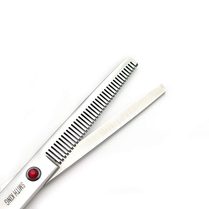 7.0 Inches Hair Cutting Scissors Set with Combs Lether Scissors Case,Hair cutting shears Hair Thinning shears For Personal and Professional (Silver)
