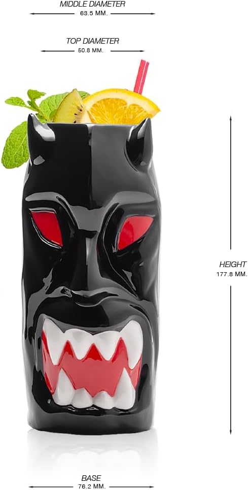 LEMONSODA Ceramic Hawaiian Tiki Glasses (Horned, Set of 32) [2210]