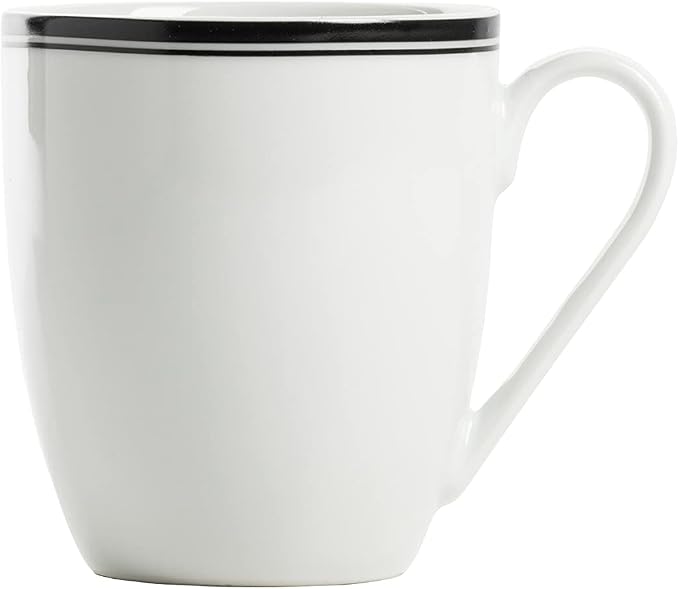 10 Strawberry Street Café Stripe 16 Piece Coupe Dinnerware Set, Black