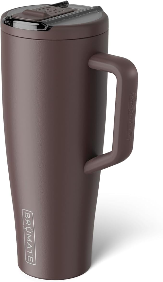 BrüMate Era Flip 40oz Tumbler with 100% Leakproof Covered Straw Lid | Hygienic Covered Straw | Insulated Stainless Steel Water Bottle with Handle | Cup Holder Friendly | BPA-Free (Java)