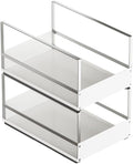 Pull Out Cabinet Organizer with Adhesive Nano Film, Heavy Duty Slide Out Pantry Shelves Drawer Storage, Under Sink Organizers for Bathroom, Kitchen (White,Stackable-11”W x 16.54”Dx 16.54”H)