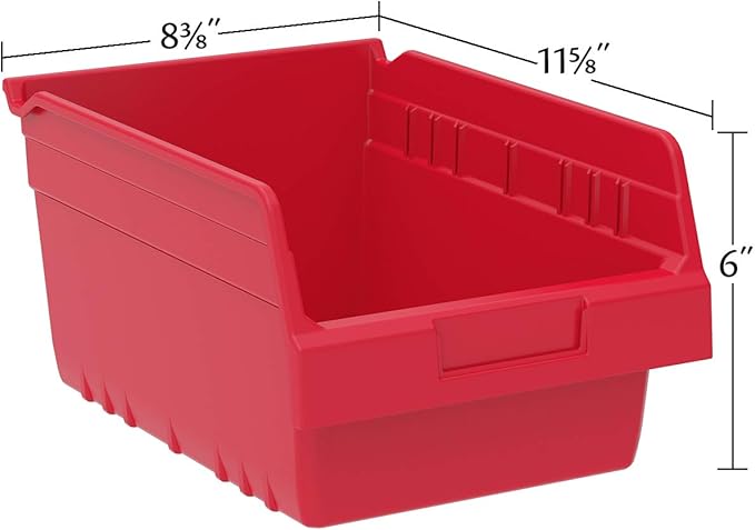 Akro-Mils 30080 ShelfMax Plastic Nesting Shelf Bin Box, 12-Inch L by 8-Inch W by 6-Inch H, Blue, Case of 8