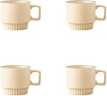 12OZ Stackable Coffee Mugs Set, Ceramic Coffee Cups with morandi color for Au Lait, Cappuccino,Latte,Cafe,Mocha,Tea, Suit Party Housewarming Wedding, Set of 4, Dishwasher&Microwave Safe, Off White