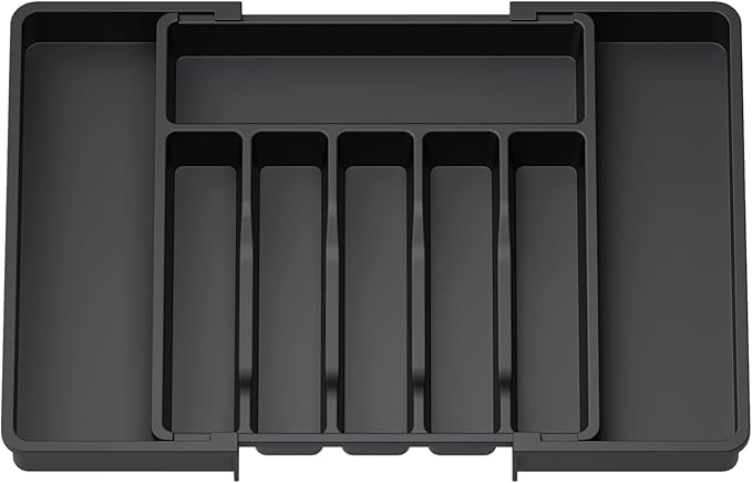 Lifewit Silverware Drawer Organizer, Expandable Utensil Tray for Kitchen, 5 Pack Drawer Dividers Plastic 4" High, 11-17" Adjustable Drawer Organizers
