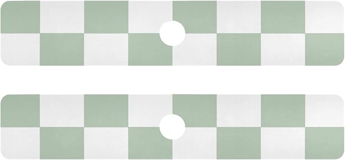 Kitchen Sink Splash Guard 2 PCS 30 Inch Sink Faucet Mat Splash Guard for Bathroom Countertop Water Absorbent Foldable Cuttable Soft Washable Checkered White and Green