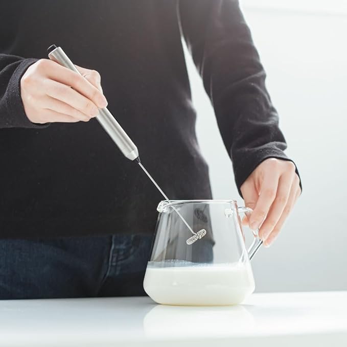 &NE NIM-353 Nikii Cafe Milk Frother 1.0 x 9.8 inches (2.5 cm) x Length 9.8 inches (25 cm) Milk Whisk Stainless Steel Electric Whisk Milk Creamer Latte Art Small