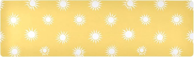 2 in 1 Table Runner Trivet for Hot Pots and Pans Heat Resistant Non Slip Waterproof 39 x 12 Inch Decorative Table Protector for Kitchen Countertop Simple Yellow Sun