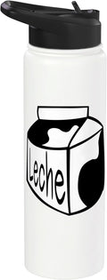 Leche Spanish Milk Carton Dairy Lover Stainless Steel Insulated Water Bottle