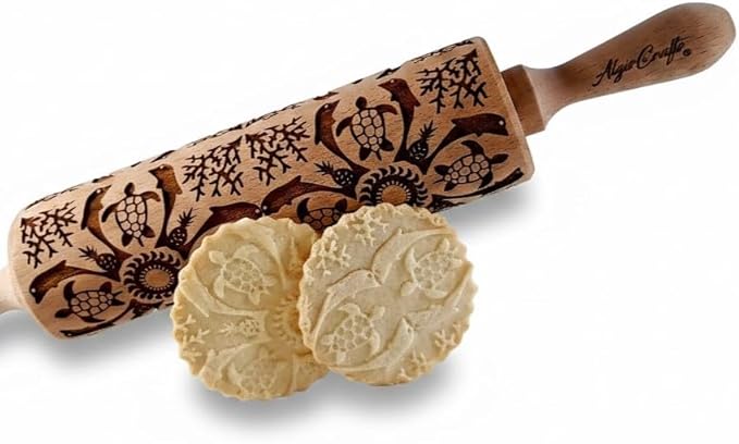 HAWAII Rolling Pin with Pineapple Dolphin Turtle Seaside Beach Sun Hawaii Pattern Design Baking Tool