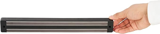 Restaurantware Met Lux 13 Inch Magnetic Knife Holder For Wall 1 Powerful Knife Magnetic Strip - Space-Saving Organizer Securely Hang Kitchen Utensils or Tools Black Plastic Knife Hanger