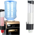 Cup Dispenser, Wall Mount Water Cooler Cup Holder Fits 5oz - 7oz Disposable Paper Plastic Cups for Home Office Hospital Cups Organizer, Adhesive Paste or Screw Install (Black, Medium)