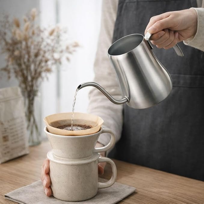 Gooseneck Kettle [ Made in Japan ] 14.5 oz - Stainless Steel Pour Over Coffee Pot