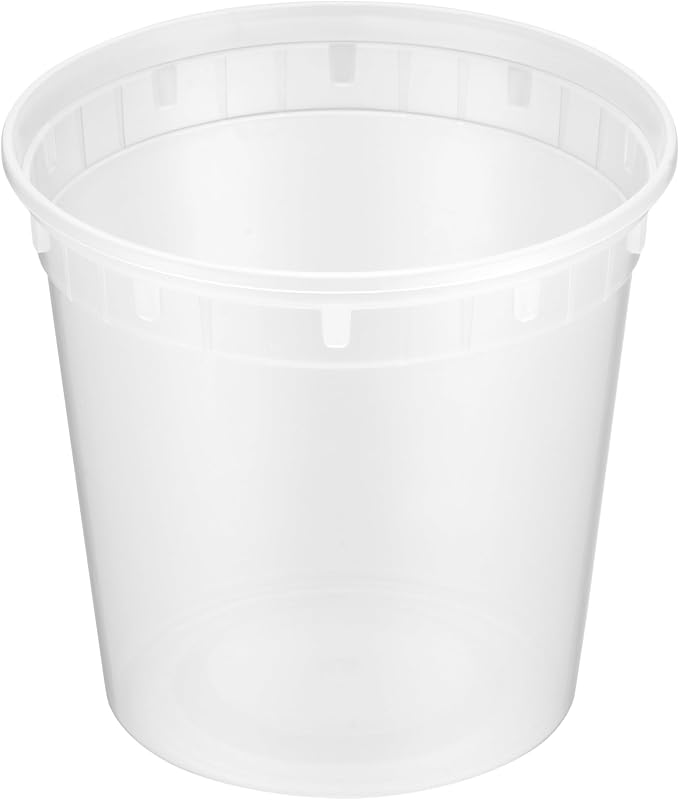 24oz [20 set] Heavy Duty Plastic Deli Container | BPA-Free Food Storage with Airtight Leak‑Proof Lids | Microwave, Freezer & Dishwasher Safe – Stackable, Bulk Reusable Soup & Meal Prep Tub