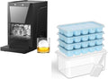 IC9CM Ice Cube Trays with Bin 4 Pack + IM1 2.2-Inch Clear Ice Ball Machine