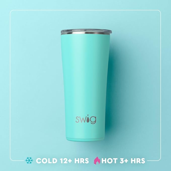 Swig Life 22oz Insulated Tumbler, Travel Coffee Tumbler with Lid, Cup Holder Friendly Travel Coffee Mug, Stainless Steel (Ribbons and Bows)