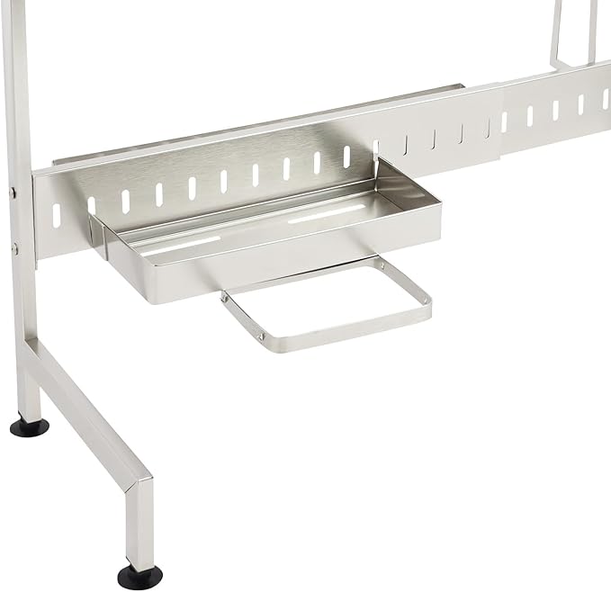 Adjustable Over The Sink Dish Drying Rack with Chopstick Holder and Cutting Board Rack - High Load Capacity 110lbs, Retractable Design 24.8-33.86 inches for Kitchen