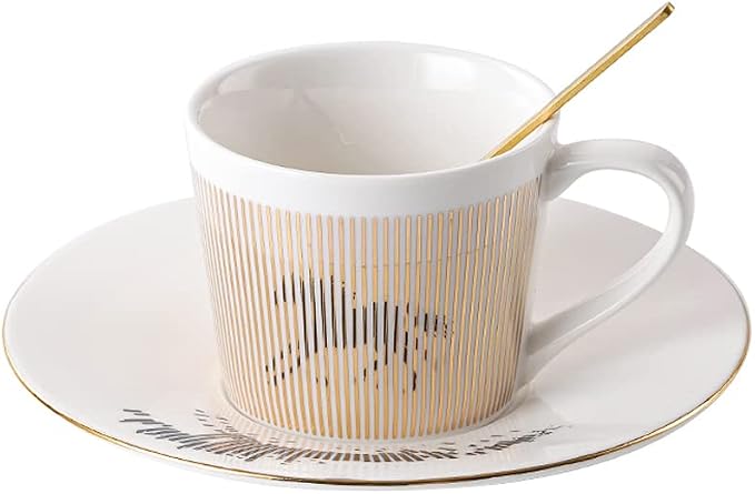 Mirror Cups and Saucers (Horse), Mirror Reflection coffee mug, Reflection Coffee Cup, Tea Cups and Saucers Sets for Women Wedding Party Afternoon Tea