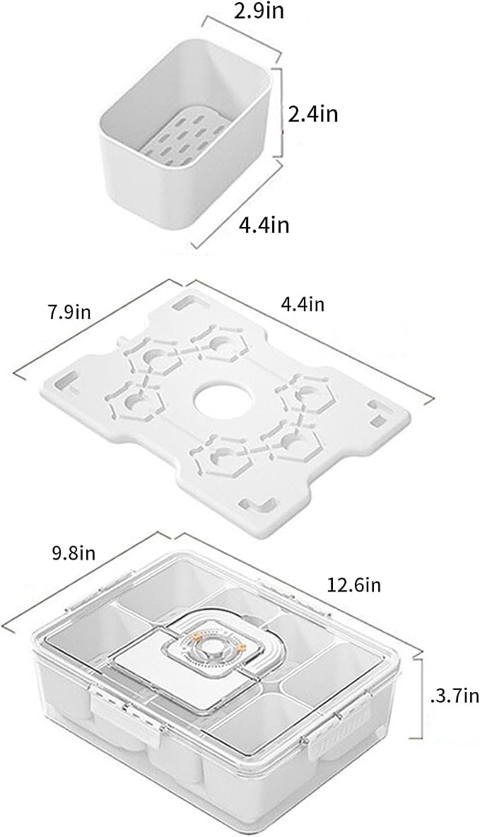 Snackle Box Container With Ice Pack，Chilled Serving Tray，Snackle Box With Ice Pack & Lid & 8 Compartments