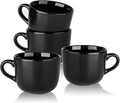 AmorArc 24 oz Soup Mugs with Handles, Jumbo Ceramic Bowls Mugs Set with handles for Coffee Cereal Cappuccino Snacks, Microwave&Dishwasher safe Soup Cups for Meal-Black
