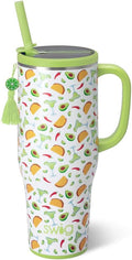 Swig Life 40oz Leak Proof Mega Mug, 40oz Leak Proof Tumbler with Handle and Straw, Extra Large Insulated Tumblers, Cup Holder Friendly Travel Mug, Reusable Leakproof Water Bottle (Taco Night)