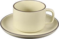 uxcell Handmade Vintage Espresso Cups, 8 oz Coffee Cups and Saucers Ceramic Tea Cup with Handle Dishwasher and Microwave Safe for Latte Cappuccino Milk Office Home Gifts, Pure Beige