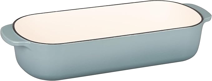 EDGING CASTING Enameled Cast Iron Loaf Pan with Lid, Bread pan, Dutch Oven Bread pan for Homemade Sourdough Bread Baking, 12.5x5.5 inch, 5qt, Seasalt