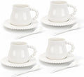 8 oz Ceramic Cappuccino Cups with Saucers and Spoons, Set of 4 Coffee Cup Mugs for Latte, Au Lait, Flat White, Mocha, Tea, Elegant Tea Mugs Set, Dishwasher & Microwave Safe