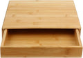 Partykindom Wooden Tea Cake Storage Box with Drawer 9.84X9.44X1.81In Tea Storage Organizer for Pu Er Cake Breathable and Practical Box for Home Use