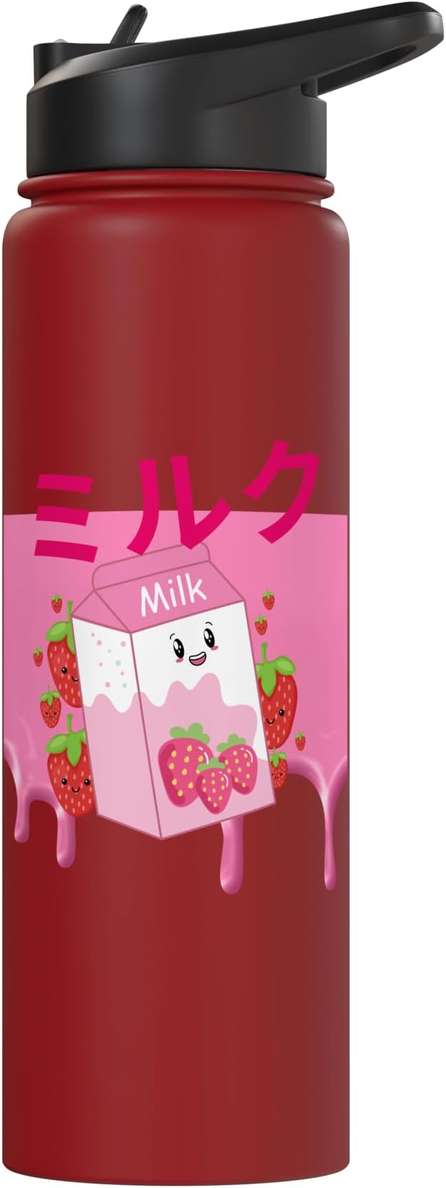 Retro 90s Japanese Kawaii Strawberry Milk Shake Carton Funny Stainless Steel Insulated Water Bottle
