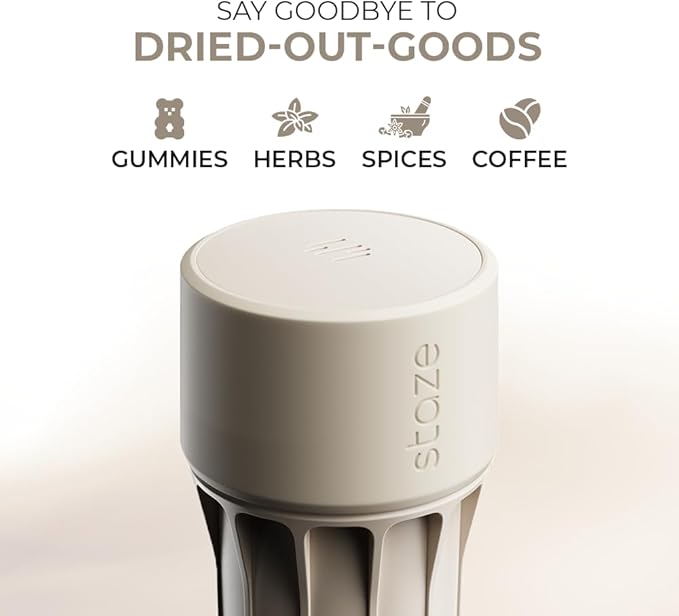 Staze Air Tight Smell Proof Container (148ml) - Vacuum Seal Jar, Waterproof Food Storage Canister, Portable Small Smell Proof Jar for Coffee, Herb, Spice & Gummies (Dune)