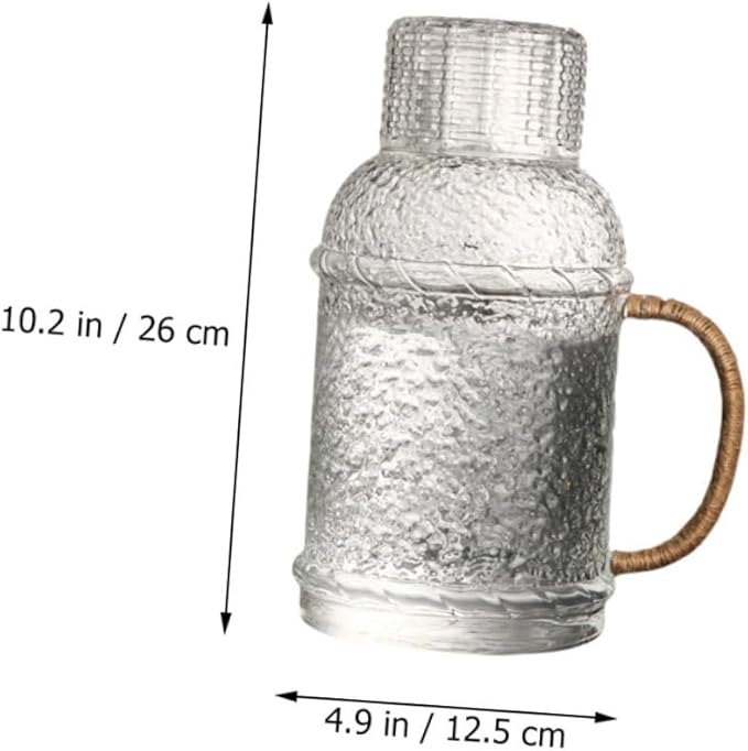Luxshiny 1set Thickened Glass Water Pitcher Lid High-temperature Resistant Water Kettle for Home Office Elegant Design for Beverages and Tea Storage