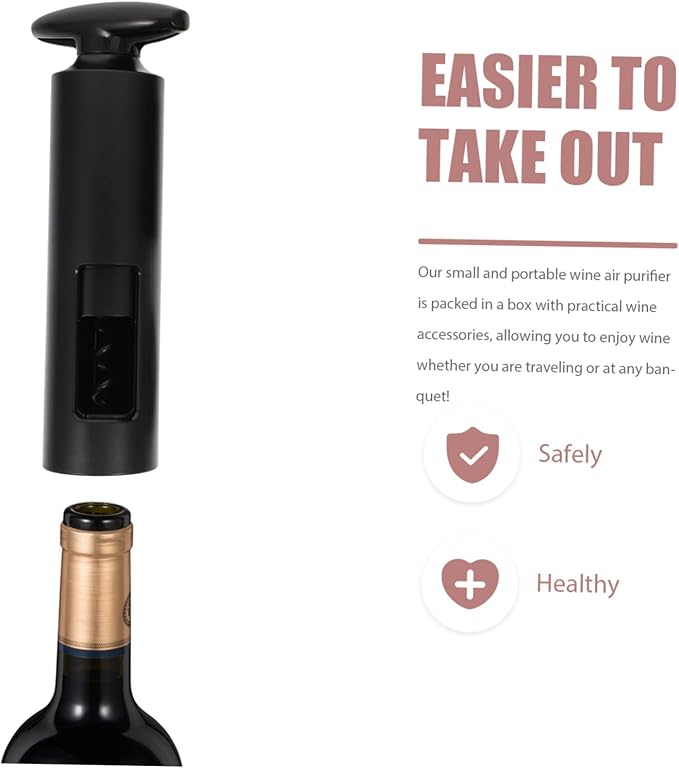 6pcs Wine Accessory Set Black Wine Opener Vacuum Stoppers and Decanter for Freshness and Elegance and Parties