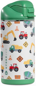HydroJug Ease2o 14oz Kids Water Bottle, Straw & Chug Lid, Under Construction
