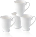 Luxury Fine Bone China White Coffee Mugs Set of 4 (8 oz), Ceramic Euro Style Tea Cups, Elegant Durable Coffee Cups Set for Gifts, Women, Men, Mom, Dad, Wedding