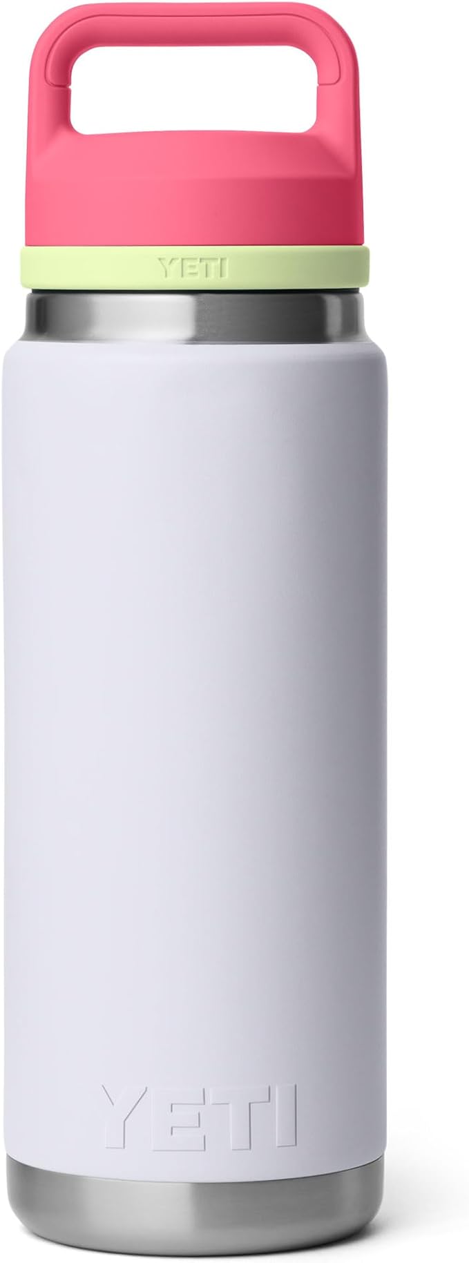 YETI Rambler 26 oz Bottle, Leakproof, Vacuum Insulated, Stainless Steel with Chug Cap, Mist/Pink/Grasshopper
