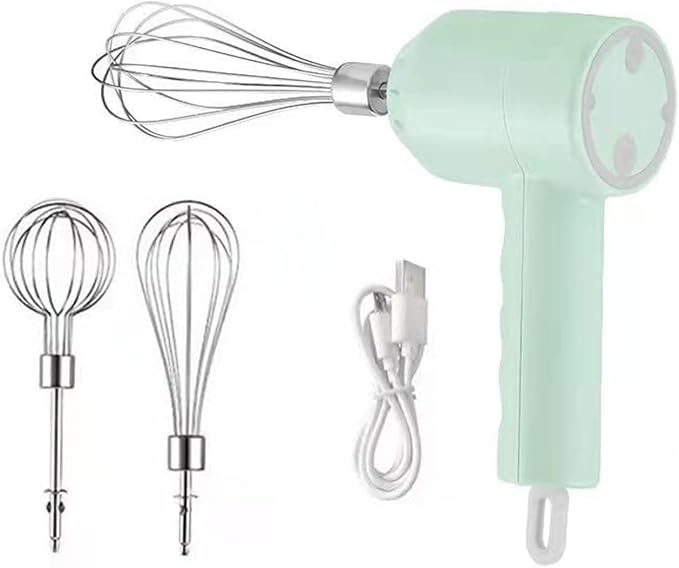 Rechargeable wireless egg beater electric milk frother household whipper mixing handheld small baking(Lightgreenhd01)
