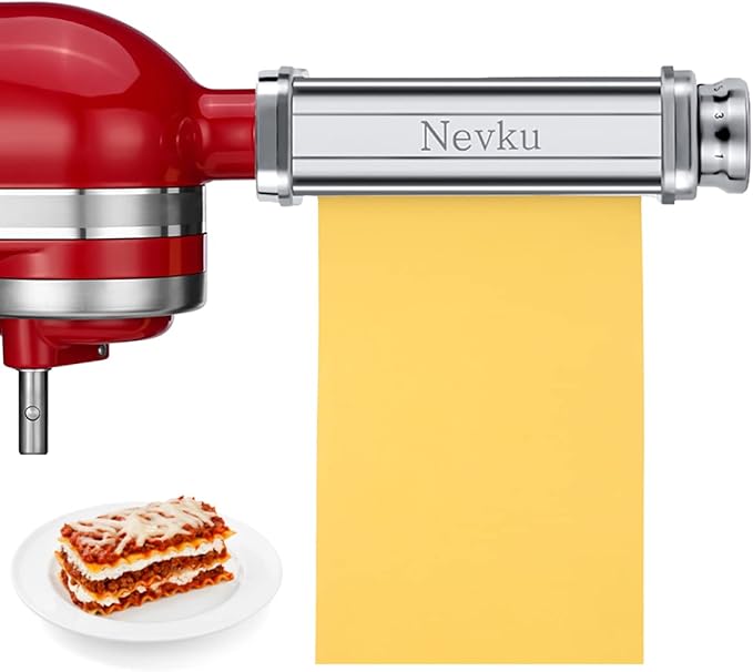 Pasta Roller Attachment for KitchenAid Stand Mixer, Stainless steel Pasta Roller Attachment with 8 Adjustable thickness knob, Stainless Steel Pasta Maker accessory Machine