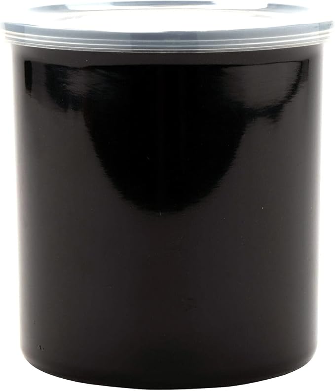 G.E.T. CR-0120-BK-EC Round Food Storage Crock w/ Lid, 1.2 Quart, Black (Set of 4)