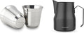 Easyworkz Stainless Steel Espresso Cup 2pcs Set Double Wall 5 oz, Bundled Espresso Steaming Pitcher Stainless Steel 15 oz Coffee Frothing Picther Milk Jug Cappuccino Latte Art Cup