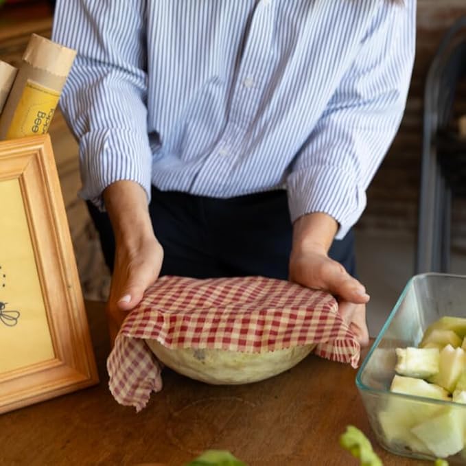 Beeswax Wraps – Reusable Food Wraps Keep Food Fresh Longer, Plastic Wrap Alternative, Eco-Friendly, BPA Free Storage