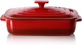 Lareina Large Ceramic Casserole Dish with Lid, 4.0 Quart Covered Rectangular Stoneware Baking Dishes for Oven, Deep 9x13 Inch Lasagna Pans for Baking and Serving, Perfect for Christmas, Red